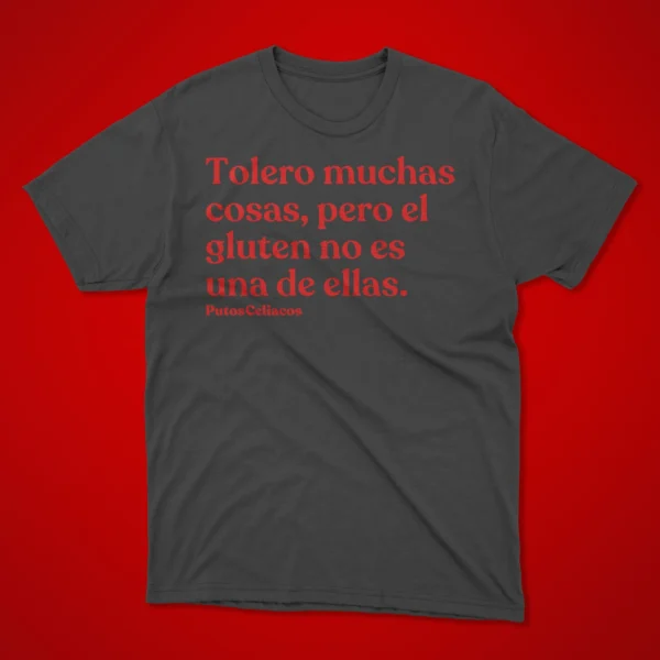 Camiseta Talla M-Tolero muchas cosas pero el gluten no (Outlet)